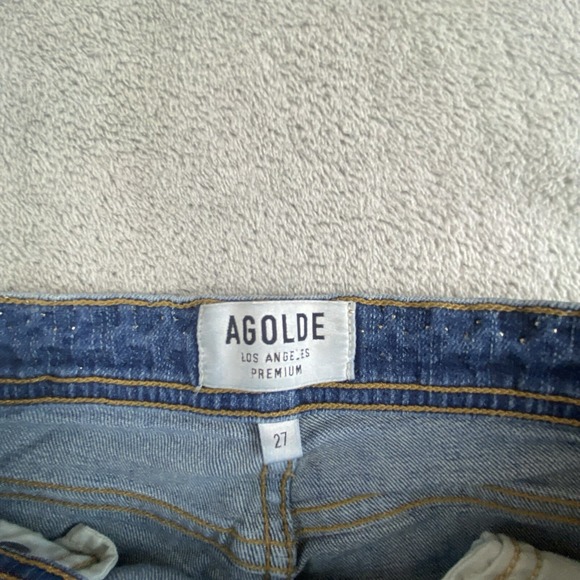 Agolde Roxxane Jeans Womens 27x26 Blue Denim Stretch Hi Rise Skinny Studded Punk - Picture 14 of 16